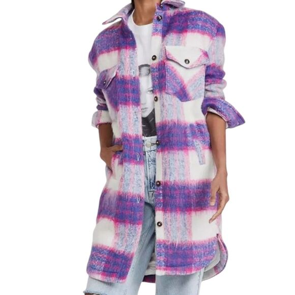 Blank‎ NYC Soft Cozy Flannel Shacket Jacket Preppy Clueless Plaid Longline - Picture 8 of 14